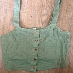 Billabong Green Button-Front Crop Tank
